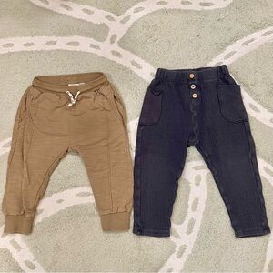 Bundle of Two Zara Toddler Boys Sweatpants in Tan and Navy - 2-3 Years